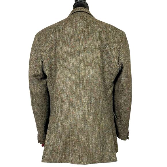 EUC - Vintage Donegal II Irish Wool Moss Herringbone Tweed Blazer - Picture 2 of 7